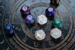 Zodiac horoscope with divination dice